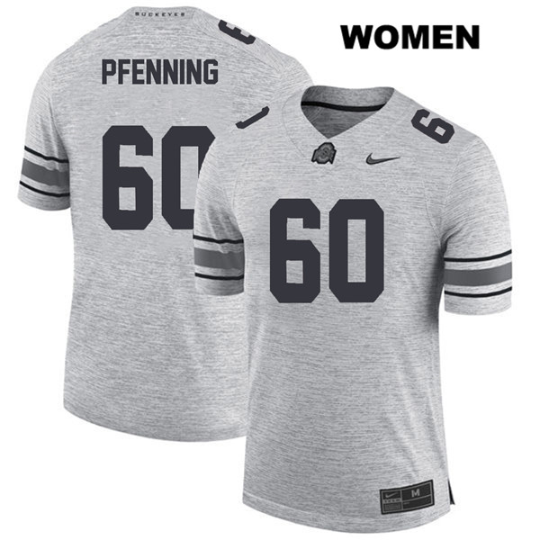 Ohio State Buckeyes Women's Blake Pfenning #60 Gray Authentic Nike College NCAA Stitched Football Jersey CI19Y60GF
